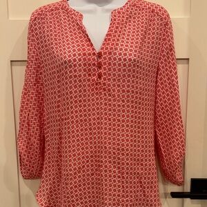 George Red Geometric Blouse